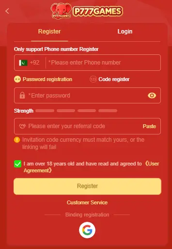 p777 register